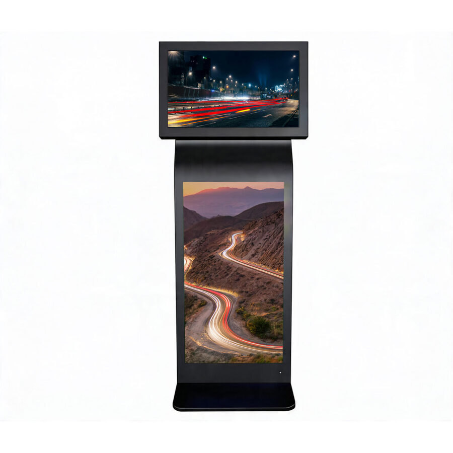 BS895 Dual screen stand alone digital signage Advertising - Becker Screen BS895 Dual screen stand alone digital signage Advertising
