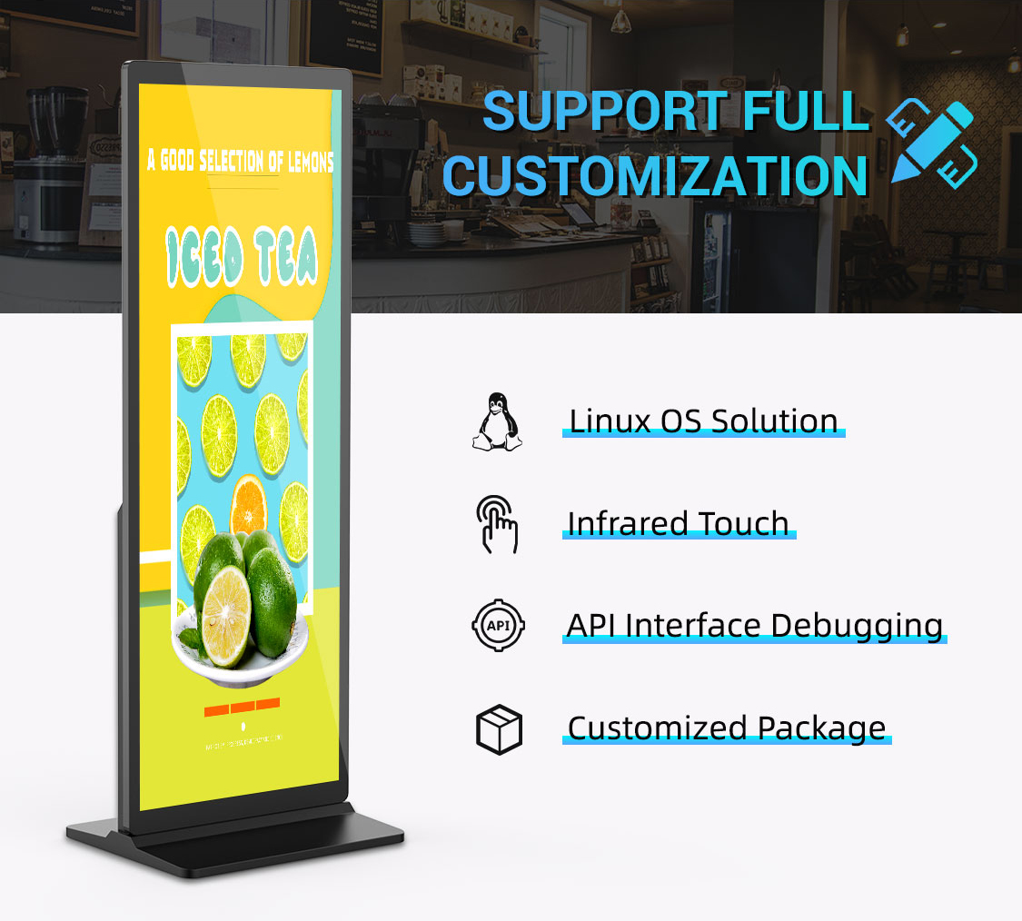 LCD reklamni zaslon za digitalno oglašavanje i informiranje u zatvorenom prostoru – MWE 70″ - Becker Screen Unutarnji samostojeći LCD digitalni reklamni zaslon