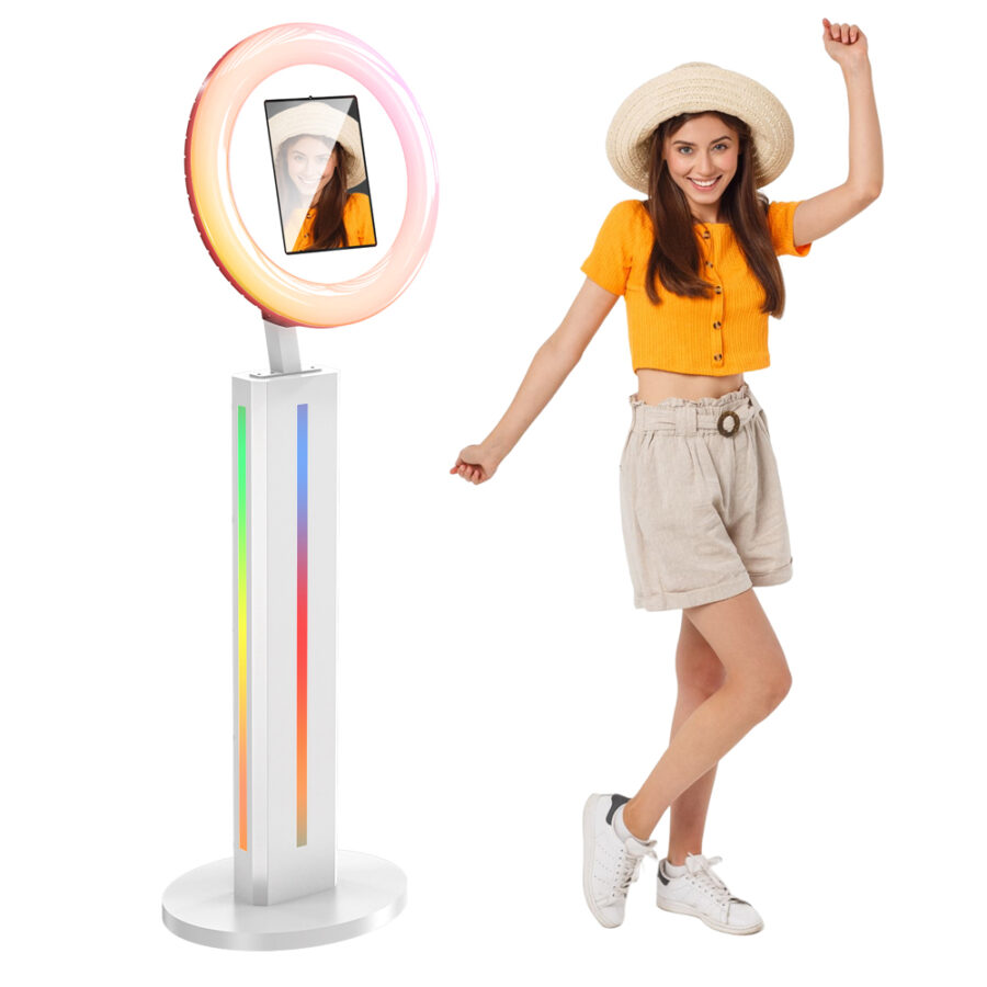 BS LCD Photo Booth Stand for Any iPad with Software APP and Remote Control, Selfie RGB Ring - Becker Screen BS LCD Photo Booth Stand for Any iPad with Software APP and Remote Control, Selfie RGB Ring